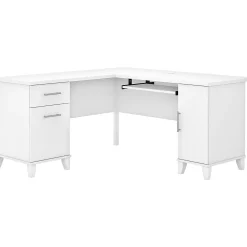 Bush Furniture Somerset 60"W L Shaped Desk with Storage, White (WC81930K)