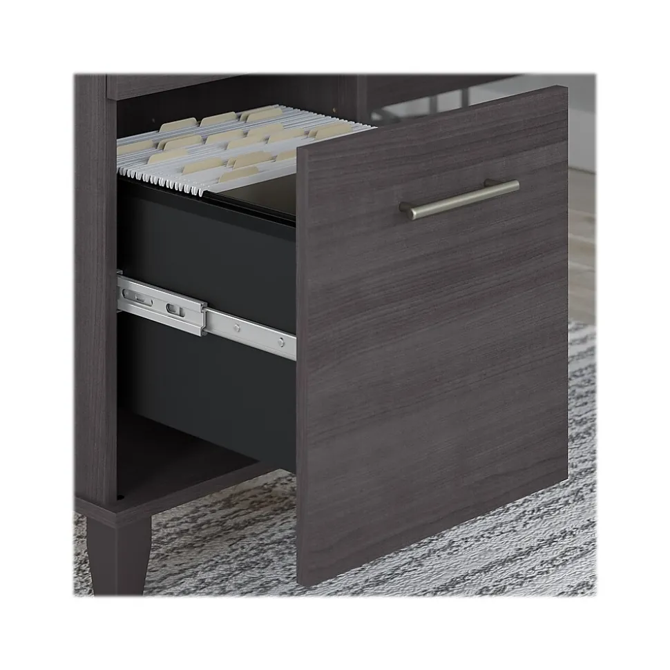 Bush Furniture Somerset 60"W L Shaped Desk with Hutch, Storm Gray (SET002SG)