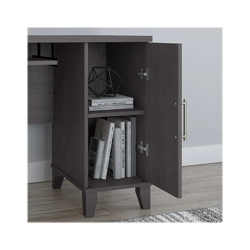 Bush Furniture Somerset 60"W L Shaped Desk with Hutch, Storm Gray (SET002SG)