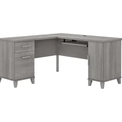 Bush Furniture Somerset 60"W L Shaped Desk with Storage, Platinum Gray (WC81230K)