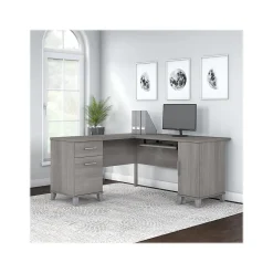 Bush Furniture Somerset 60"W L Shaped Desk with Storage, Platinum Gray (WC81230K)