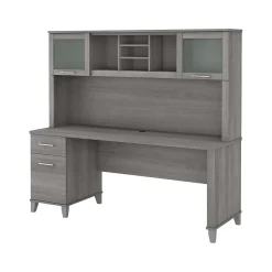Bush Furniture Somerset 72"W Office Desk with Drawers and Hutch, Platinum Gray (SET018PG)
