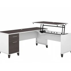 Bush Furniture Somerset 72"W 3 Position Sit to Stand L Shaped Desk, Storm Gray/White (SET014SGWH)