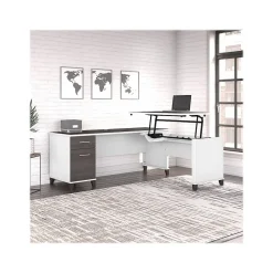 Bush Furniture Somerset 72"W 3 Position Sit to Stand L Shaped Desk, Storm Gray/White (SET014SGWH)