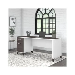 Bush Furniture Somerset 72"W Office Desk with Drawers, Storm Gray/White (WC81072)