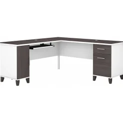 Bush Furniture Somerset 72"W L Shaped Desk with Storage, Storm Gray/White (WC81010K)
