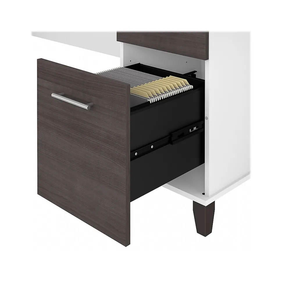 Bush Furniture Somerset 72"W L Shaped Desk with Storage, Storm Gray/White (WC81010K)