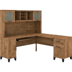 Bush Furniture Somerset 72"W L Shaped Desk with Hutch, Fresh Walnut (SET001FW)