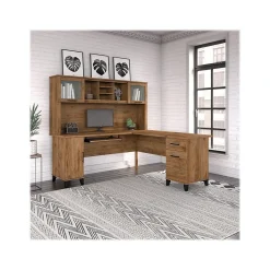 Bush Furniture Somerset 72"W L Shaped Desk with Hutch, Fresh Walnut (SET001FW)