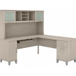 Bush Furniture Somerset 72"W L Shaped Desk with Hutch, Sand Oak (SET001SO)