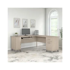 Bush Furniture Somerset 72"W L Shaped Desk with Storage, Sand Oak (WC81110K)