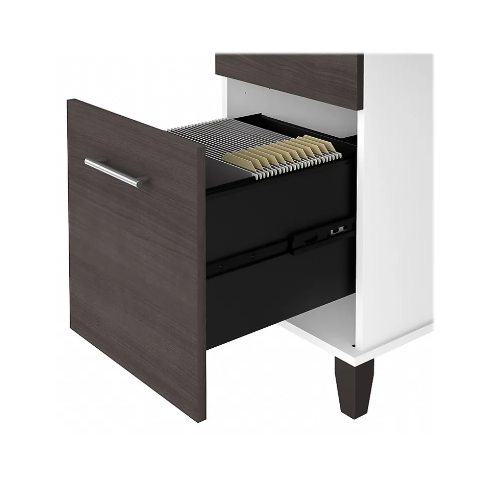 Bush Furniture Somerset 72"W Office Desk with Drawers and Hutch, Storm Gray/White (SET018SGWH)