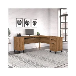 Bush Furniture Somerset 72"W L Shaped Desk with Storage, Fresh Walnut (WC81310K)