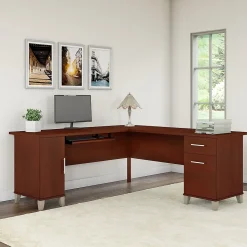 Bush Furniture Somerset 72"W L Shaped Desk with Storage, Hansen Cherry (WC81710K)