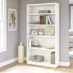 Bush Furniture Universal 72"H 5-Shelf Bookcase with Adjustable Shelves, Pure White (WL12417)