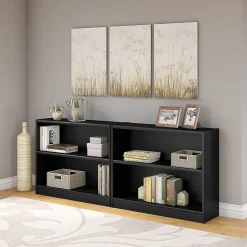 Bush Furniture Universal 30"H 2-Shelf Bookcase, Classic Black, Set of 2 (UB001BL)