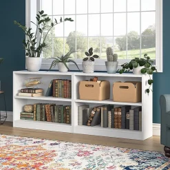 Bush Furniture Universal 30"H 2-Shelf Bookcase, Pure White, 2/Set (UB001PW)
