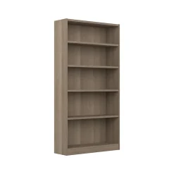 Bush Furniture Universal 72"H 5-Shelf Bookcase with Adjustable Shelves, Ash Gray Laminated Wood (WL12427)
