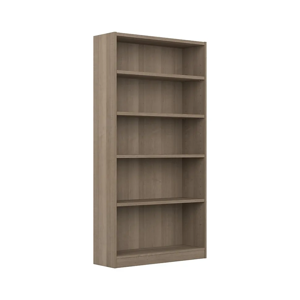 Bush Furniture Universal 72"H 5-Shelf Bookcase with Adjustable Shelves, Ash Gray Laminated Wood (WL12427)