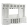 Bush Furniture Woodland Full Entryway Storage Set with Coat Rack and Shoe Bench with Drawers, White Ash (WDL014WAS)