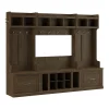 Bush Furniture Woodland Full Entryway Storage Set with Coat Rack and Shoe Bench with Drawers, Ash Brown (WDL014ABR)