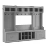 Bush Furniture Woodland Full Entryway Storage Set with Coat Rack and Shoe Bench with Drawers, Cape Cod Gray (WDL014CG)