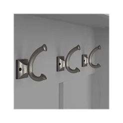 Bush Furniture Woodland Full Entryway Storage Set with Coat Rack and Shoe Bench with Drawers, Cape Cod Gray (WDL014CG)