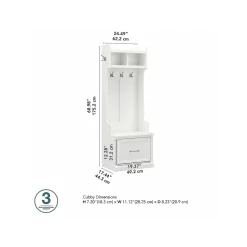 Bush Furniture Woodland 24W Hall Tree and Small Shoe Bench with Drawer, White Ash (WDL007WAS)