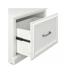 Bush Furniture Woodland 24W Hall Tree and Small Shoe Bench with Drawer, White Ash (WDL007WAS)