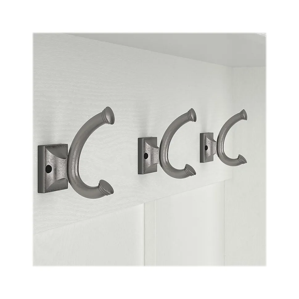 Bush Furniture Woodland 40W Hall Tree and Shoe Storage Bench with Doors, White Ash (WDL001WAS)