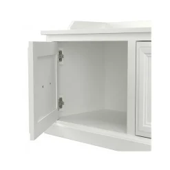 Bush Furniture Woodland 40W Hall Tree and Shoe Storage Bench with Doors, White Ash (WDL001WAS)