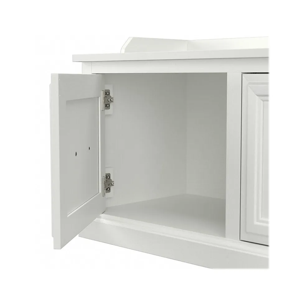 Bush Furniture Woodland 40W Hall Tree and Shoe Storage Bench with Doors, White Ash (WDL001WAS)