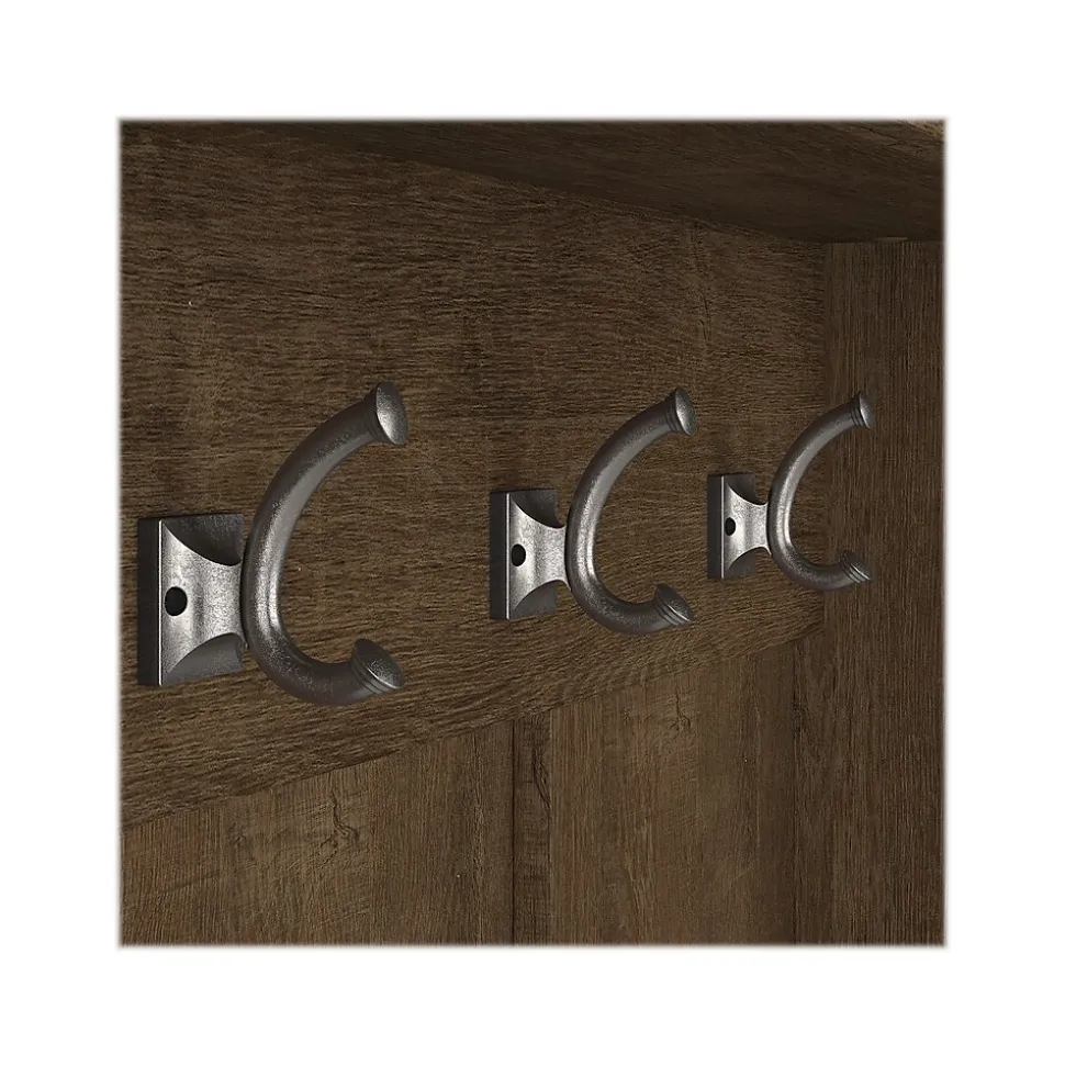 Bush Furniture Woodland 40W Hall Tree and Shoe Storage Bench with Shelves, Ash Brown (WDL002ABR)