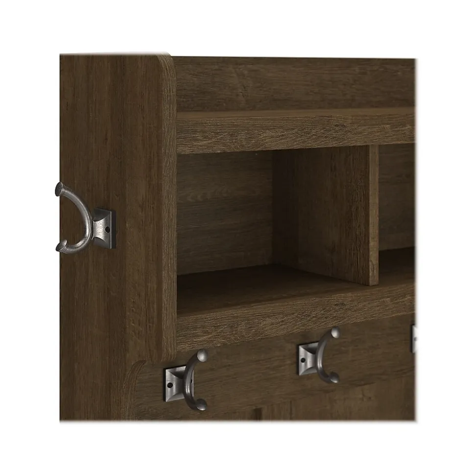 Bush Furniture Woodland 40W Hall Tree and Shoe Storage Bench with Shelves, Ash Brown (WDL002ABR)