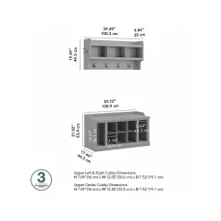Bush Furniture Woodland 40W Shoe Storage Bench with Shelves and Wall Mounted Coat Rack, Cape Cod Gray (WDL004CG)