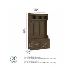 Bush Furniture Woodland 40W Hall Tree and Shoe Storage Bench with Doors, Ash Brown (WDL001ABR)