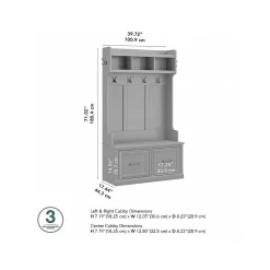 Bush Furniture Woodland 40W Hall Tree and Shoe Storage Bench with Doors, Cape Cod Gray (WDL001CG)