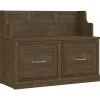 Bush Furniture Woodland 40W Entryway Bench with Doors, Ash Brown (WDL005ABR)