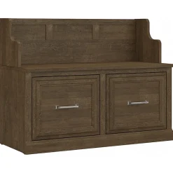 Bush Furniture Woodland 40W Entryway Bench with Doors, Ash Brown (WDL005ABR)