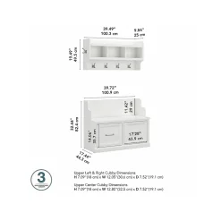 Bush Furniture Woodland 40W Entryway Bench with Doors and Wall Mounted Coat Rack, White Ash (WDL009WAS)