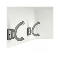 Bush Furniture Woodland 40W Entryway Bench with Doors and Wall Mounted Coat Rack, White Ash (WDL009WAS)