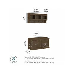 Bush Furniture Woodland 40W Shoe Storage Bench with Doors and Wall Mounted Coat Rack, Ash Brown (WDL003ABR)