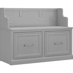 Bush Furniture Woodland 40W Entryway Bench with Doors, Cape Cod Gray (WDL005CG)