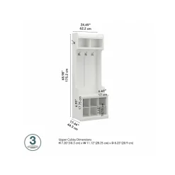 Bush Furniture Woodland 24W Hall Tree and Small Shoe Bench with Shelves, White Ash (WDL008WAS)