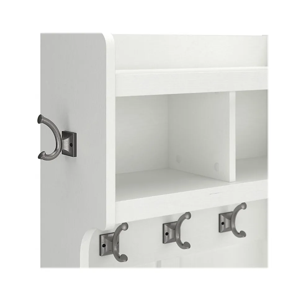 Bush Furniture Woodland 24W Hall Tree and Small Shoe Bench with Shelves, White Ash (WDL008WAS)