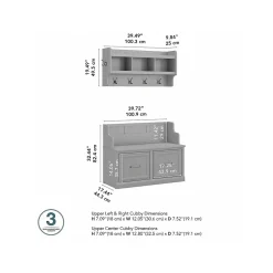Bush Furniture Woodland 40W Entryway Bench with Doors and Wall Mounted Coat Rack, Cape Cod Gray (WDL009CG)