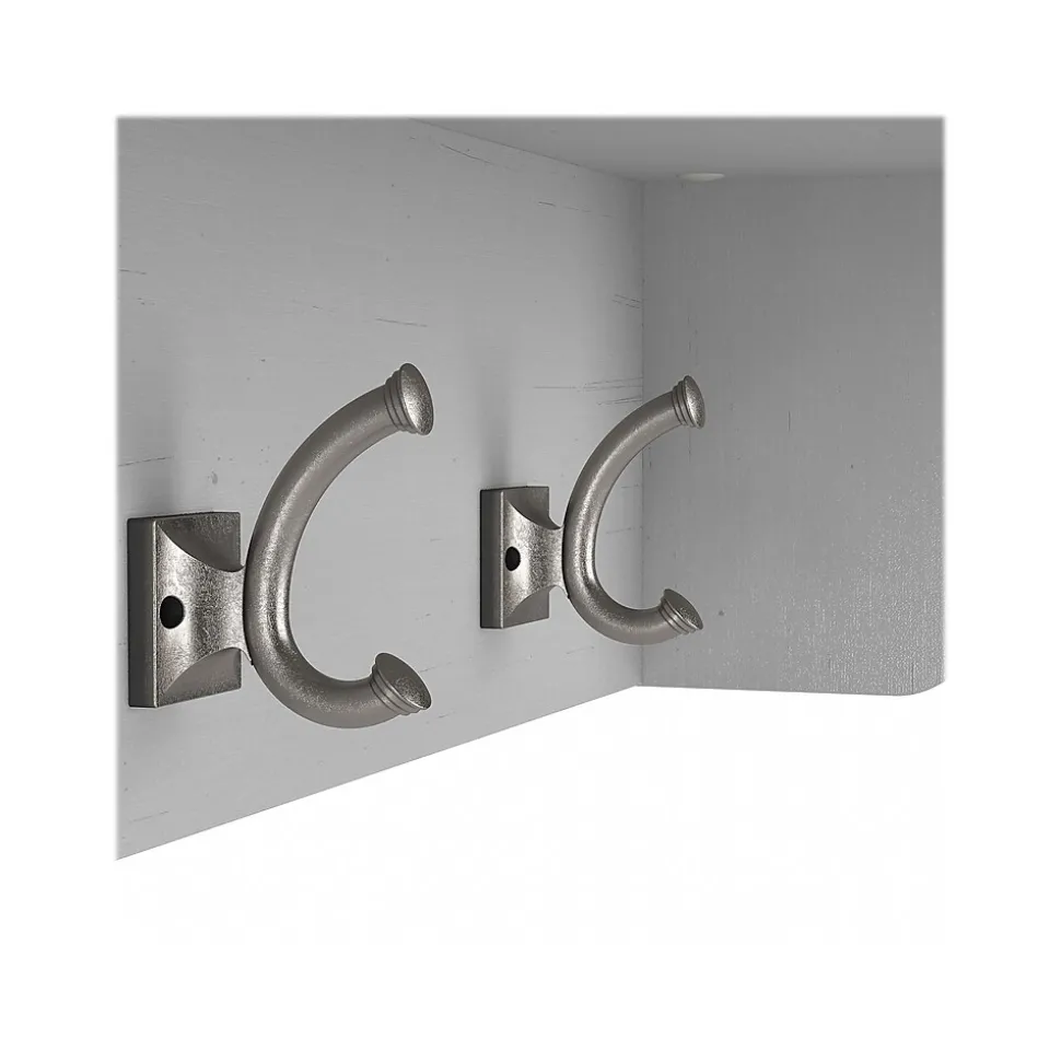 Bush Furniture Woodland 40W Entryway Bench with Doors and Wall Mounted Coat Rack, Cape Cod Gray (WDL009CG)