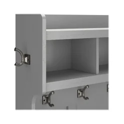 Bush Furniture Woodland 40W Hall Tree and Shoe Storage Bench with Shelves, Cape Cod Gray (WDL002CG)