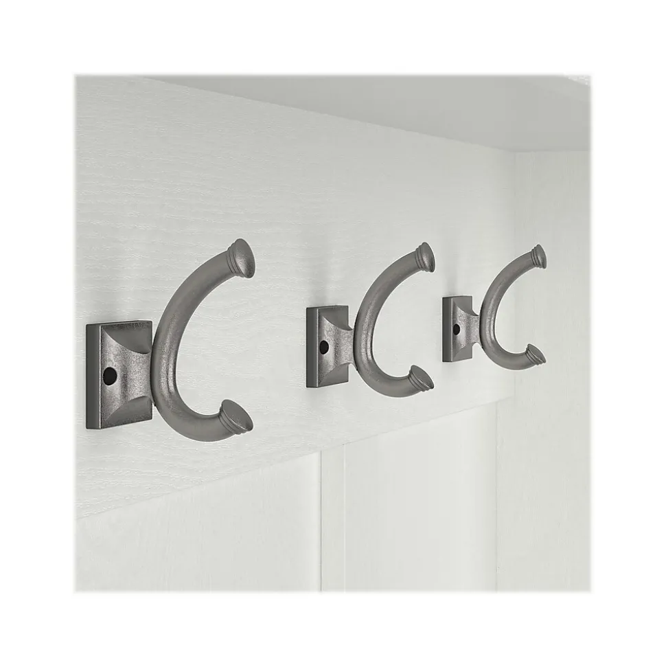 Bush Furniture Woodland 40W Hall Tree and Shoe Storage Bench with Shelves, White Ash (WDL002WAS)