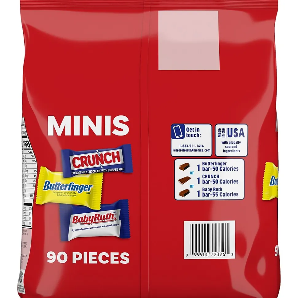 Butterfinger, CRUNCH, and Baby Ruth Assorted Minis Candy Bars, 32.4oz (FEU71526)